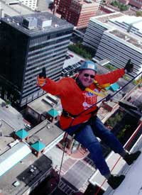 Ken Depue Rappelling for Special Olympics