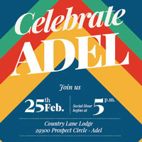 Celebrate Adel 2019 February 25th Logo