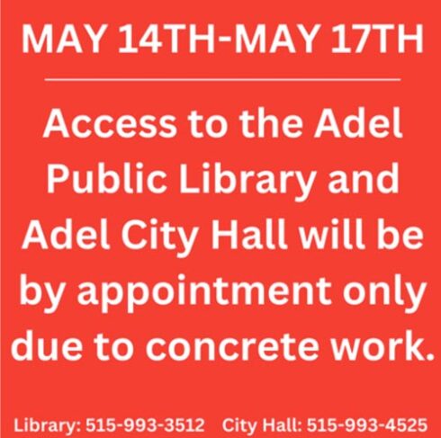 Adel Library Appointment Only.